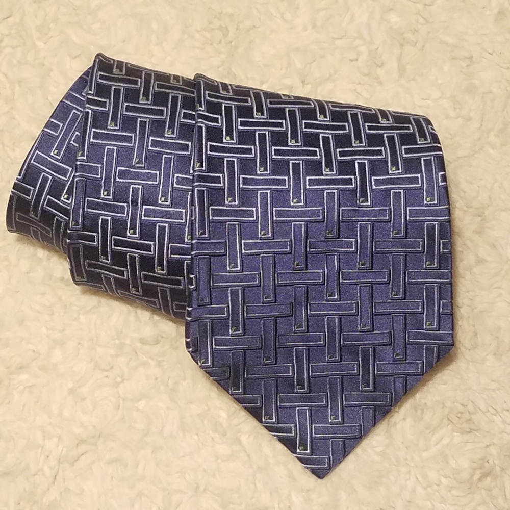 Murano Modern 100% Silk Hand Tailored Blue Tie